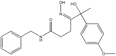 N-Benzyl-5-hydroxy-5-[4-methoxyphenyl]-4-(hydroxyimino)hexanamide Struktur