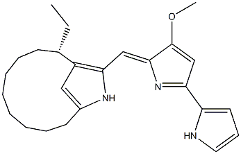 (S)-2-Ethyl-13-[[3-methoxy-5-(1H-pyrrol-2-yl)-2H-pyrrol-2-ylidene]methyl]-12-azabicyclo[9.2.1]tetradeca-11(14),13(1)-diene Struktur