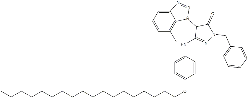 1-Benzyl-4-(7-methyl-1H-benzotriazol-1-yl)-3-(4-octadecyloxyanilino)-5(4H)-pyrazolone Structure