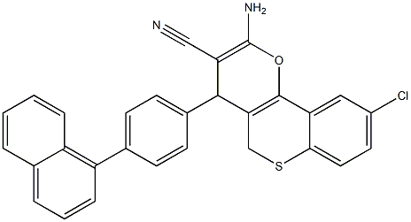 2-Amino-4-[4-(1-naphtyl)phenyl]-9-chloro-4H,5H-[1]benzothiopyrano[4,3-b]pyran-3-carbonitrile,,结构式