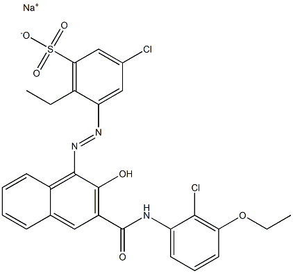 3-Chloro-6-ethyl-5-[[3-[[(2-chloro-3-ethoxyphenyl)amino]carbonyl]-2-hydroxy-1-naphtyl]azo]benzenesulfonic acid sodium salt,,结构式