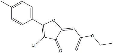 2-Ethoxycarbonylmethylene-4-chloro-5-(4-methylphenyl)furan-3(2H)-one,,结构式