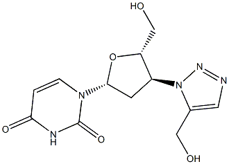 3'-(5-(Hydroxymethyl)-1H-1,2,3-triazol-1-yl)-2',3'-dideoxyuridine,,结构式