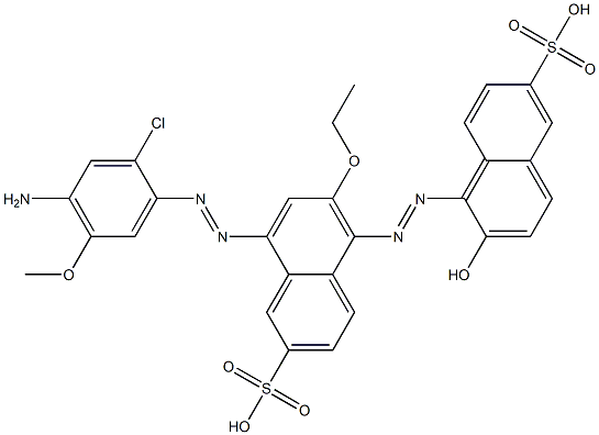 8-[(4-Amino-2-chloro-5-methoxyphenyl)azo]-6-ethoxy-5-[(2-hydroxy-6-sulfo-1-naphthalenyl)azo]-2-naphthalenesulfonic acid,,结构式