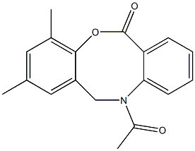 11-Acetyl-11,12-dihydro-2,4-dimethyl-6H-dibenz[b,f][1,5]oxazocin-6-one Struktur