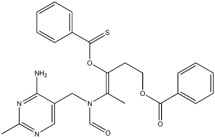 Thiobenzoic acid 2-[[(4-amino-2-methyl-5-pyrimidinyl)methyl]formylamino]-1-[2-(benzoyloxy)ethyl]-1-propenyl ester,,结构式