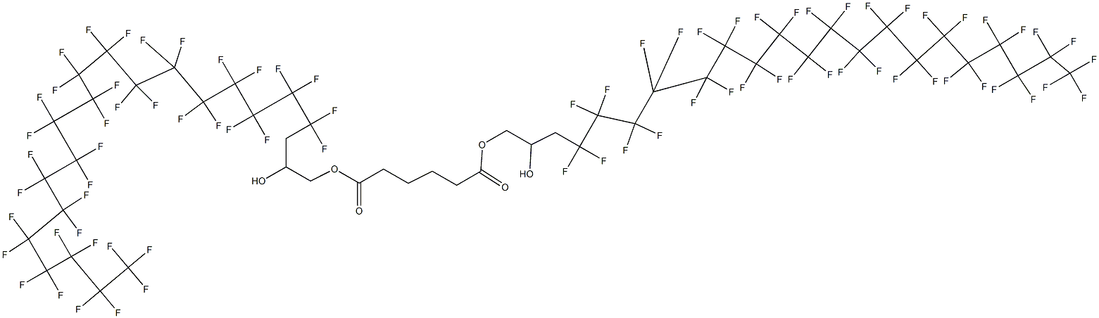 アジピン酸ビス(2-ヒドロキシ-4,4,5,5,6,6,7,7,8,8,9,9,10,10,11,11,12,12,13,13,14,14,15,15,16,16,17,17,18,18,19,19,20,20,21,21,22,22,22-ノナトリアコンタフルオロドコシル) 化学構造式