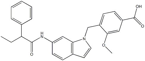 4-[6-[2-Phenylbutyrylamino]-1H-indol-1-ylmethyl]-3-methoxybenzoic acid Structure