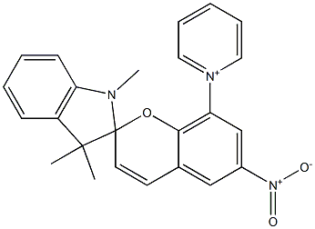 1-[1',3',3'-Trimethyl-6-nitrospiro[2H-1-benzopyran-2,2'-indolin]-8-yl]pyridinium Structure