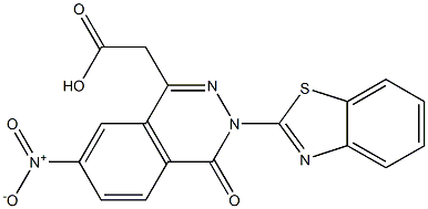 3-(2-Benzothiazolyl)-7-nitro-3,4-dihydro-4-oxophthalazine-1-acetic acid Struktur