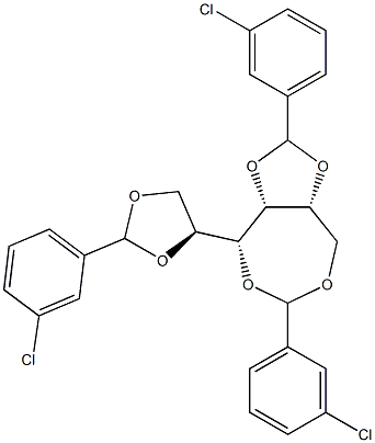 1-O,2-O:3-O,6-O:4-O,5-O-Tris(3-chlorobenzylidene)-D-glucitol,,结构式