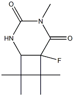 6-Fluoro-4,7,7,8,8-pentamethyl-2,4-diazabicyclo[4.2.0]octane-3,5-dione 结构式