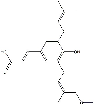 (E)-3-[3-(3-Methyl-2-butenyl)-4-hydroxy-5-[(Z)-4-methoxy-3-methyl-2-butenyl]phenyl]acrylic acid,,结构式