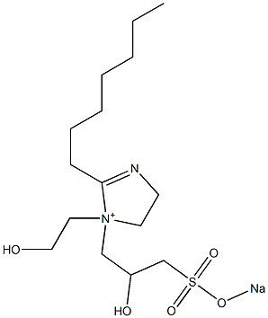 2-Heptyl-1-(2-hydroxyethyl)-1-[2-hydroxy-3-[(sodiooxy)sulfonyl]propyl]-2-imidazoline-1-ium,,结构式