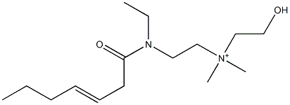 2-[N-Ethyl-N-(3-heptenoyl)amino]-N-(2-hydroxyethyl)-N,N-dimethylethanaminium Struktur