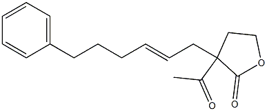 3-アセチル-3-[(E)-6-フェニル-2-ヘキセニル]ジヒドロフラン-2(3H)-オン 化学構造式