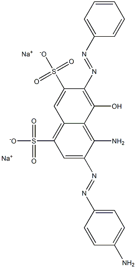 4-Amino-3-[(4-aminophenyl)azo]-5-hydroxy-6-(phenylazo)naphthalene-1,7-disulfonic acid disodium salt,,结构式