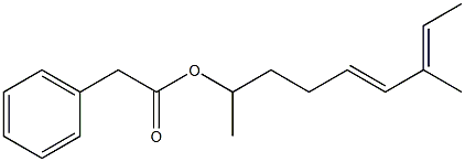 Phenylacetic acid 1,6-dimethyl-4,6-octadienyl ester Structure