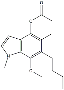 4-Acetoxy-5-methyl-6-butyl-7-methoxy-1-methyl-1H-indole Struktur