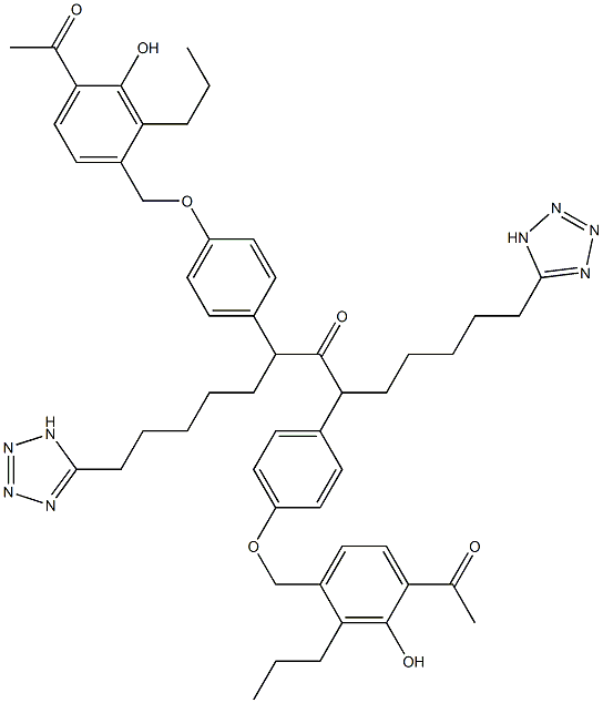 [4-(4-Acetyl-3-hydroxy-2-propylbenzyloxy)phenyl][6-(1H-tetrazol-5-yl)hexyl] ketone,,结构式