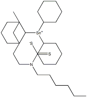 Dihexyldithiocarbamic acid tricyclohexyltin(IV) salt Struktur