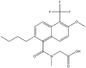 [N-[[2-Butyl-6-methoxy-5-trifluoromethyl-1-naphthalenyl]carbonyl]-N-methylamino]acetic acid Struktur
