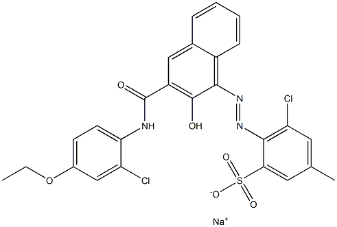 3-クロロ-5-メチル-2-[[3-[[(2-クロロ-4-エトキシフェニル)アミノ]カルボニル]-2-ヒドロキシ-1-ナフチル]アゾ]ベンゼンスルホン酸ナトリウム 化学構造式