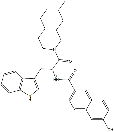 (R)-2-(6-Hydroxy-2-naphthoylamino)-3-(1H-indol-3-yl)-N,N-dipentylpropanamide Structure