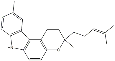 3,7-ジヒドロ-3,10-ジメチル-3-(4-メチル-3-ペンテニル)ピラノ[2,3-c]カルバゾール 化学構造式
