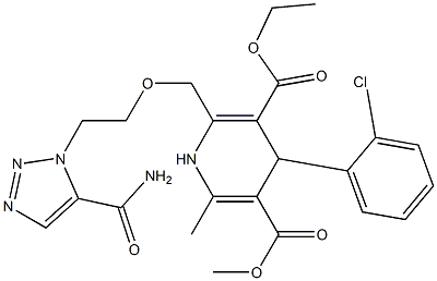 4-(2-Chlorophenyl)-1,4-dihydro-2-[2-(5-carbamoyl-1H-1,2,3-triazol-1-yl)ethoxymethyl]-6-methylpyridine-3,5-dicarboxylic acid 3-ethyl 5-methyl ester Struktur