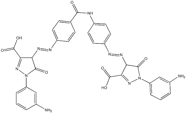 1-(3-アミノフェニル)-4-[[4-[[4-[[[1-(3-アミノフェニル)-3-カルボキシ-4,5-ジヒドロ-5-オキソ-1H-ピラゾール]-4-イル]アゾ]ベンゾイル]アミノ]フェニル]アゾ]-4,5-ジヒドロ-5-オキソ-1H-ピラゾール-3-カルボン酸 化学構造式