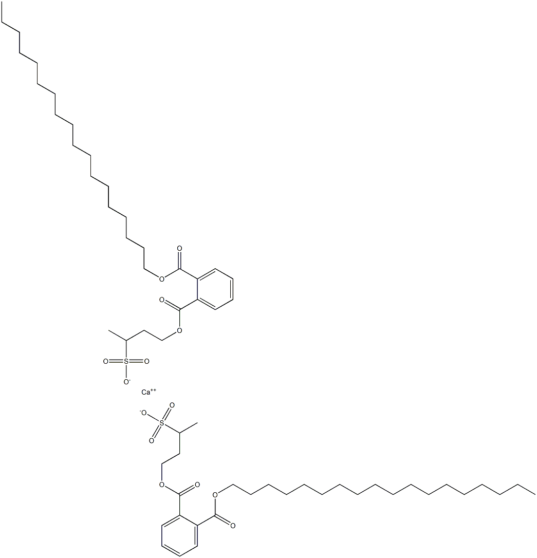 Bis[4-[(2-octadecyloxycarbonylphenyl)carbonyloxy]butane-2-sulfonic acid]calcium salt 结构式