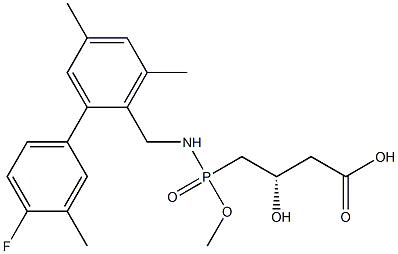 (3S)-3-Hydroxy-4-[methoxy[2-(4-fluoro-3-methylphenyl)-4,6-dimethylbenzylamino]phosphinyl]butyric acid Structure