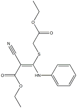 2-[[2-Cyano-2-(ethoxycarbonyl)-1-(phenylamino)ethenyl]thio]acetic acid ethyl ester 结构式