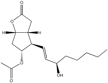 (1S,5R,6R,7R)-7-アセトキシ-6-[(E,3R)-3-ヒドロキシ-1-オクテニル]-2-オキサビシクロ[3.3.0]オクタン-3-オン 化学構造式