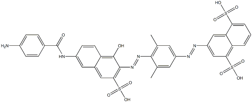 3-[[4-[[6-[(4-Aminobenzoyl)amino]-1-hydroxy-3-sulfo-2-naphthalenyl]azo]-3,5-dimethylphenyl]azo]-1,5-naphthalenedisulfonic acid Structure