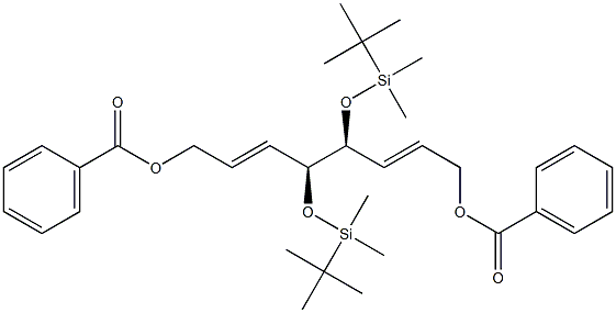 (2E,4S,5S,6E)-4,5-ビス(tert-ブチルジメチルシリルオキシ)-2,6-オクタジエン-1,8-ジオールジベンゾアート 化学構造式