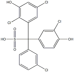 (3-Chlorophenyl)(3-chloro-4-hydroxyphenyl)(2,5-dichloro-3-hydroxyphenyl)methanesulfonic acid Struktur