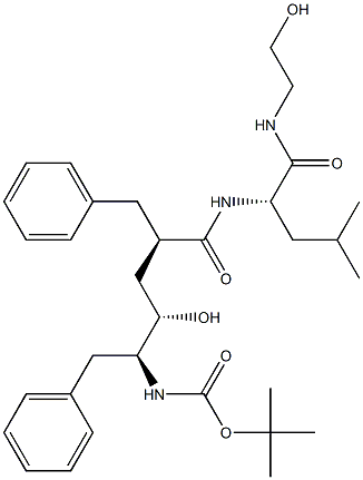 (2S)-2-[[(2R,4S,5S)-5-(tert-Butoxycarbonylamino)-2-benzyl-4-hydroxy-6-phenylhexanoyl]amino]-N-(2-hydroxyethyl)-4-methylpentanamide 结构式