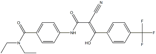 2-Cyano-3-hydroxy-3-[4-trifluoromethylphenyl]-N-[4-diethylcarbamoylphenyl]acrylamide Structure