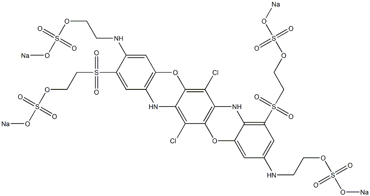 6,13-Dichloro-3,10-bis[2-(sodiooxysulfonyloxy)ethylamino]-2,8-bis[2-(sodiooxysulfonyloxy)ethylsulfonyl]-5,12-dioxa-7,14-diazapentacene,,结构式