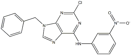 9-Benzyl-2-chloro-6-(3-nitrophenylamino)-9H-purine Struktur