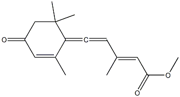 (2E)-5-(2,6,6-Trimethyl-4-oxo-2-cyclohexen-1-ylidene)-3-methyl-2,4-pentadienoic acid methyl ester 结构式