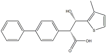 (2R,3S)-2-(4-Phenylphenyl)-3-hydroxy-3-(3-methyl-2-thienyl)propionic acid Struktur