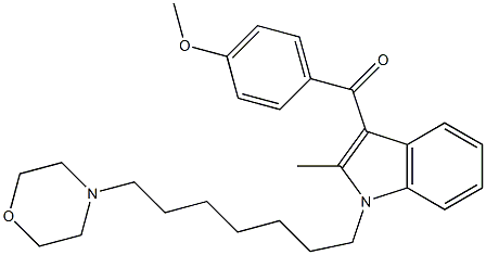 1-[2-(5-モルホリノペンチル)エチル]-3-(4-メトキシベンゾイル)-2-メチル-1H-インドール 化学構造式