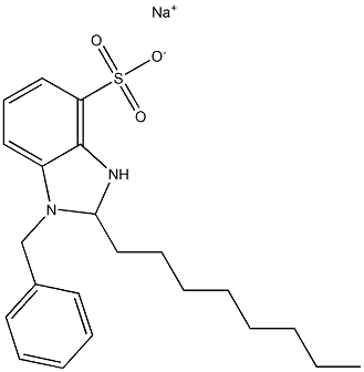 1-ベンジル-2,3-ジヒドロ-2-オクチル-1H-ベンゾイミダゾール-4-スルホン酸ナトリウム 化学構造式