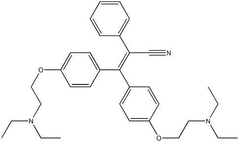 2-フェニル-3,3-ビス[4-[2-(ジエチルアミノ)エトキシ]フェニル]プロペンニトリル 化学構造式