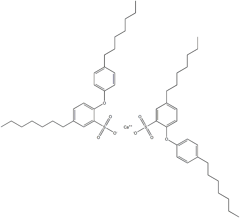 ビス[2-(4-ヘプチルフェノキシ)-5-ヘプチルベンゼンスルホン酸]カルシウム 化学構造式