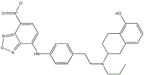5,6,7,8-テトラヒドロ-6-[N-[2-[4-[(7-ニトロ-2,1,3-ベンゾオキサジアゾール-4-イル)アミノ]フェニル]エチル]-N-プロピルアミノ]ナフタレン-1-オール 化学構造式