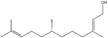 (R,E)-3,7,11-トリメチル-2,10-ドデカジエン-1-オール 化学構造式